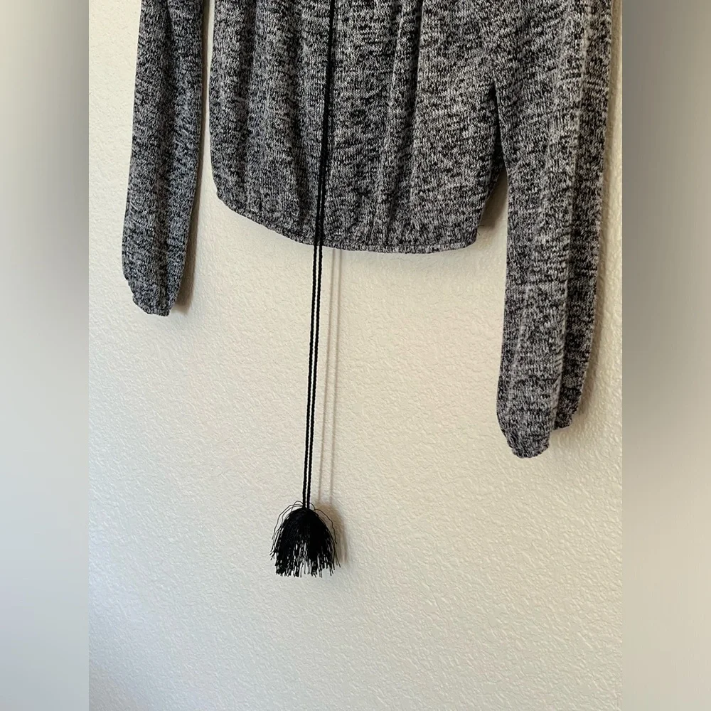Charlotte Russe | Tassle Long-Sleeve Crop Top - Picture 2 of 6